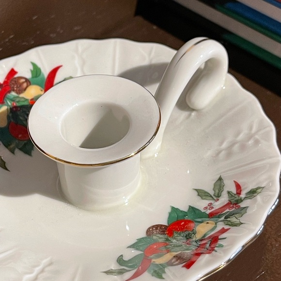 Vintage Porcelain Christmas Candle Holders made in Japan Set of 2 - Picture 6 of 11